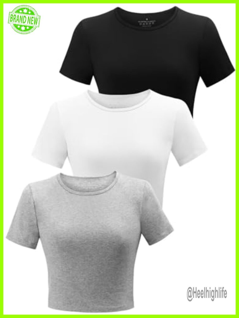 Womens 3 Pack Cotton Crop Tops Slim Fit Short Sleeve Gym Yoga Tees